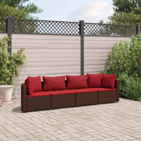 Patio Sofa Set Set of 4 Brown PE rattan Large Adjustabl...