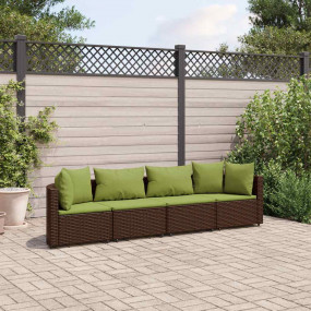 Patio Sofa Set Set of 4 Brown and Green