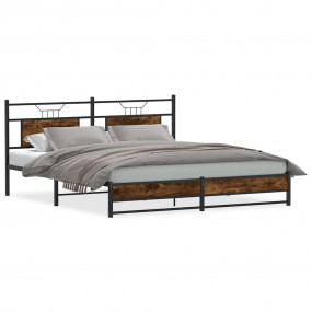 Bed Frame Smoked Oak Steel, Engineered Wood Super King ...