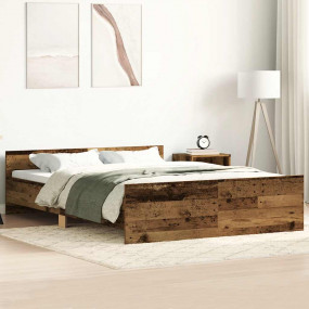 Bed Frame Old wood Engineered wood, solid pinewood Doub...