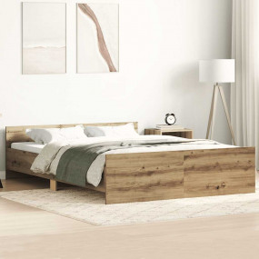 Bed Frame Artisan Oak Engineered wood, Solid Pinewood, ...