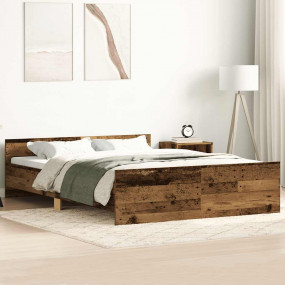 Bed Frame Old wood Engineered wood, solid pine wood, pl...