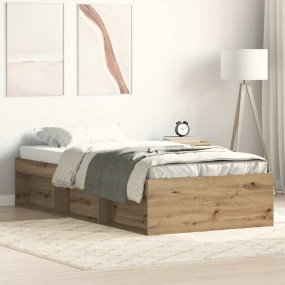 Bed Frame Artisan oak Engineered wood, solid pine Twin ...