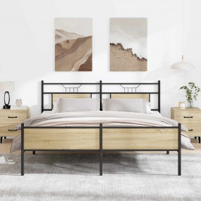 Bed Frame Sonoma oak Steel, engineered wood Super King