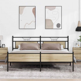 Bed Frame Sonoma oak Steel, engineered wood Full Bed Fr...