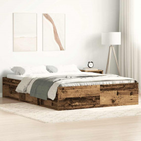 Bed Frame Old Wood Engineered wood, solid pinewood, ply...