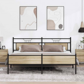 Bed Frame Sonoma oak Steel and engineered wood 79 in x ...
