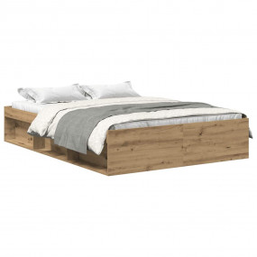 Bed Frame Artisan Oak Engineered wood, solid pinewood D...