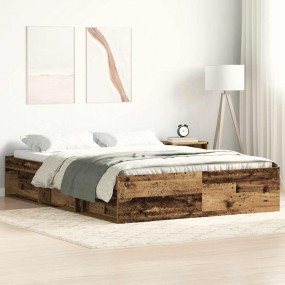 Bed Frame Old wood Engineered wood, solid pine wood Ful...