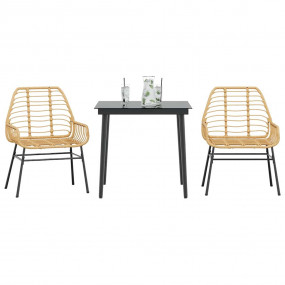 Garden Dining Set Brown and Black