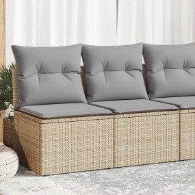 Garden Sofa Set Beige PE rattan, powder-coated steel, p...