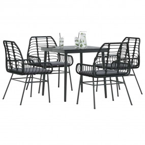 Garden Dining Set Black, Dark Grey