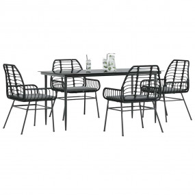Garden Dining Set Black, Dark grey
