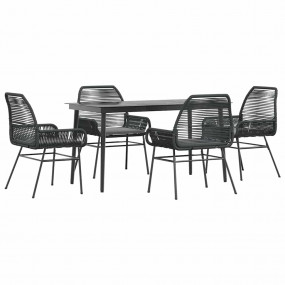 Garden Dining Set Black, Dark Grey