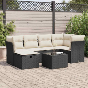 Garden Sofa Set Black and Cream