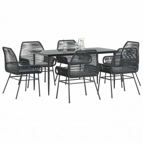 Garden Dining Set Black, Dark Grey