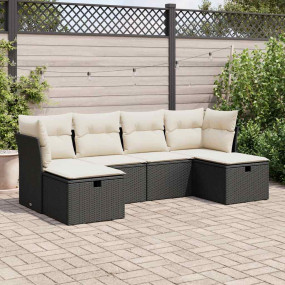 Garden Sofa Set Black and Cream White