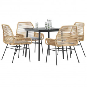 Garden Dining Set Brown, Black, Light Grey