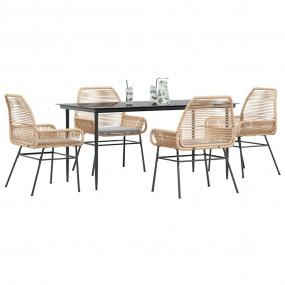 Garden Dining Set Brown, Light Gray, Black