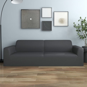 Couch Slipcover Anthracite 100% Polyester Jersey 3-seat...