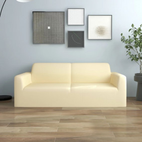 Couch Slipcover Cream Polyester Jersey 57-73 inches