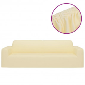 Couch Slipcover Cream Polyester jersey Fits 3-seater so...