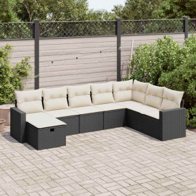 Garden Sofa Set Black, Cream White PE rattan Large Modu...