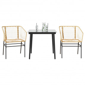 Garden Dining Set Brown PE Rattan Medium Durable