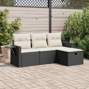 Garden Sofa Set Black, Cream White