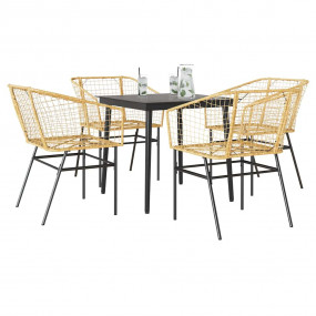 Garden Dining Set Black, Brown