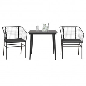 Garden Dining Set Black, Dark Grey