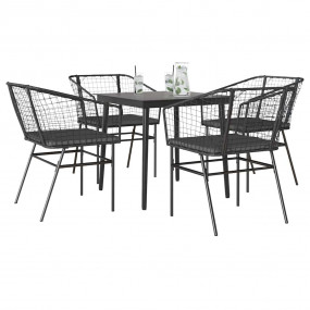 Garden Dining Set Black, Dark Grey, Transparent