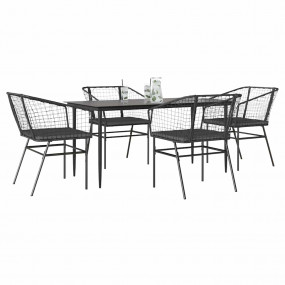 Garden Dining Set Black, Dark Grey