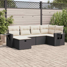 Garden Sofa Set Black and Cream White