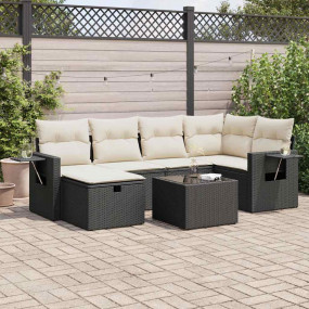 Garden Sofa Set Black, Cream White