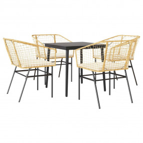 Garden Dining Set Brown, Black, Cream White