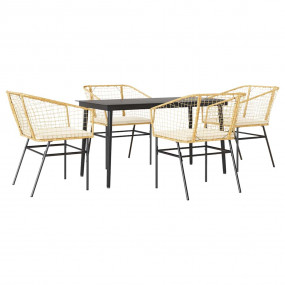 Garden Dining Set Brown, Black, Cream White