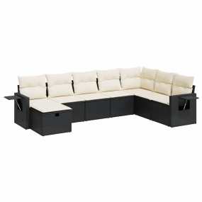 Garden Sofa Set Black PE rattan, Powder-coated steel, P...