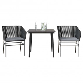 Garden Dining Set Black Poly Rattan 31.5x31.5x29.1 in