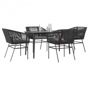 Garden Dining Set Black, Dark Grey