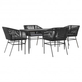 Garden Dining Set Black, Dark Grey