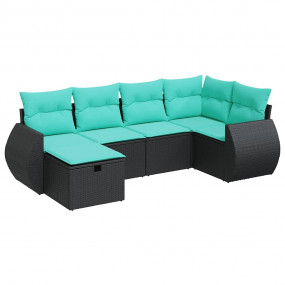 Garden Sofa Set Black PE rattan, powder-coated steel, p...