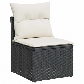 Garden Sofa Set Black PE Rattan Large Water-resistant m...