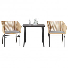 Garden Dining Set Brown and Black