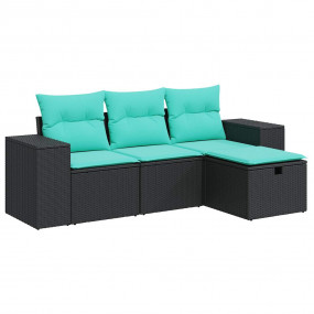 Garden Sofa Set Black and Blue