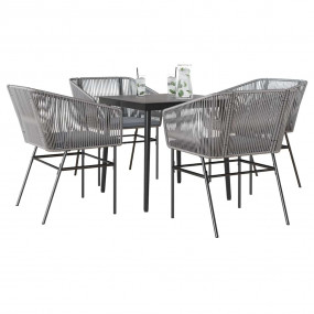 Garden Dining Set Grey, Light Grey, Black