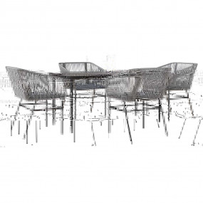 Garden Dining Set Grey PE rattan Medium Removable Cover...