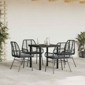 Garden Dining Set Black, Dark grey