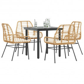 Garden Dining Set Brown Poly Rattan 4-seater