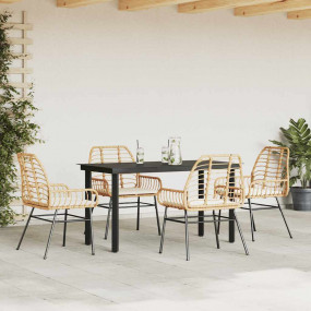 Garden Dining Set Brown, Black, Cream White